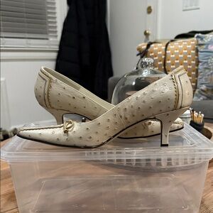 J.Renee Cream Textured Heels